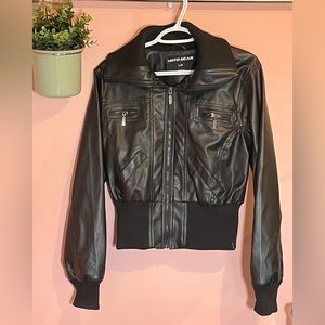 Short black pleather jacket perfect for jeans Moto Gear brand new w/out tags